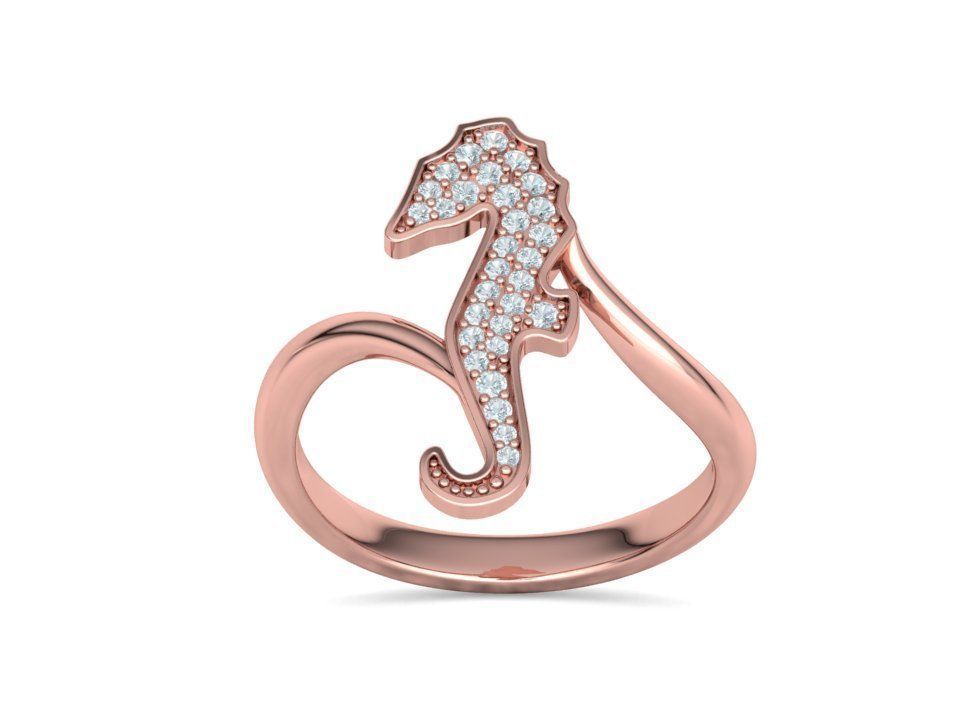 Diamond Seahorse  Bypass Ring 3dprint model 3D print model_27