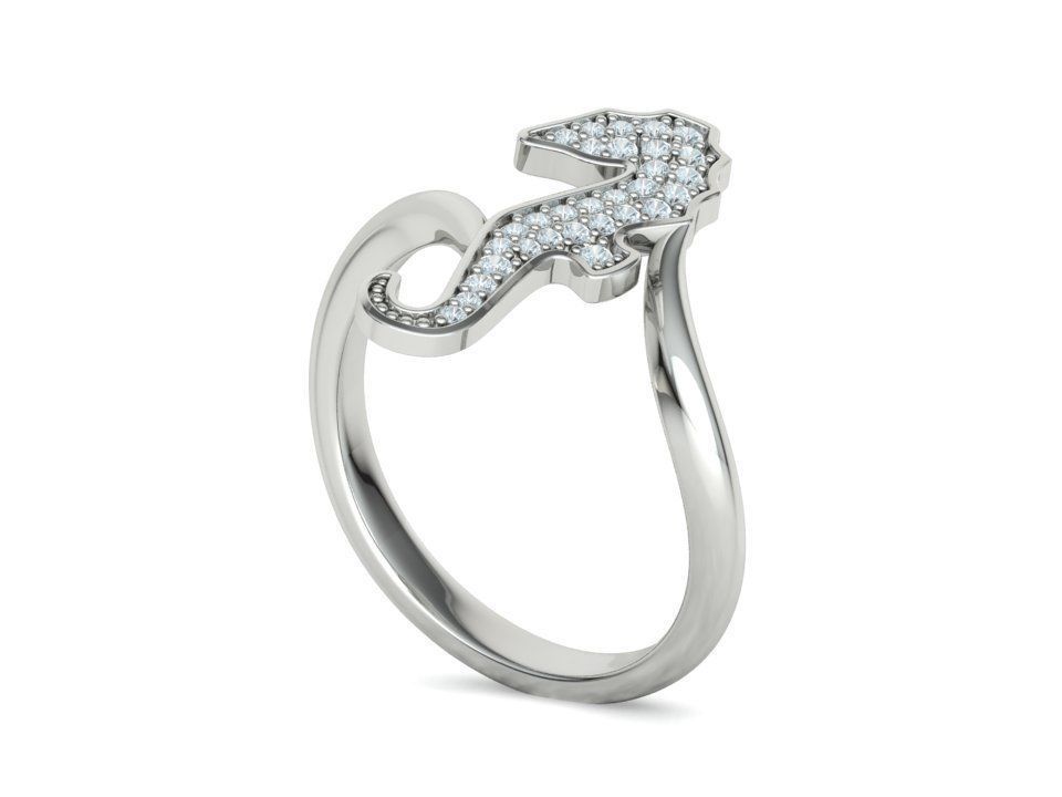Diamond Seahorse  Bypass Ring 3dprint model 3D print model_35