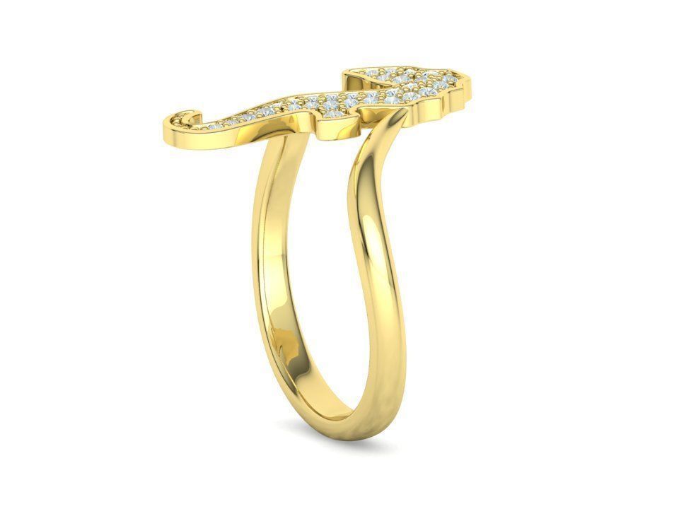 Diamond Seahorse  Bypass Ring 3dprint model 3D print model_37