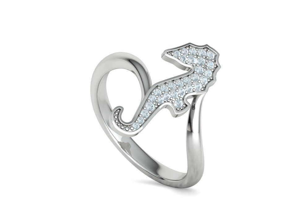 Diamond Seahorse  Bypass Ring 3dprint model 3D print model_32