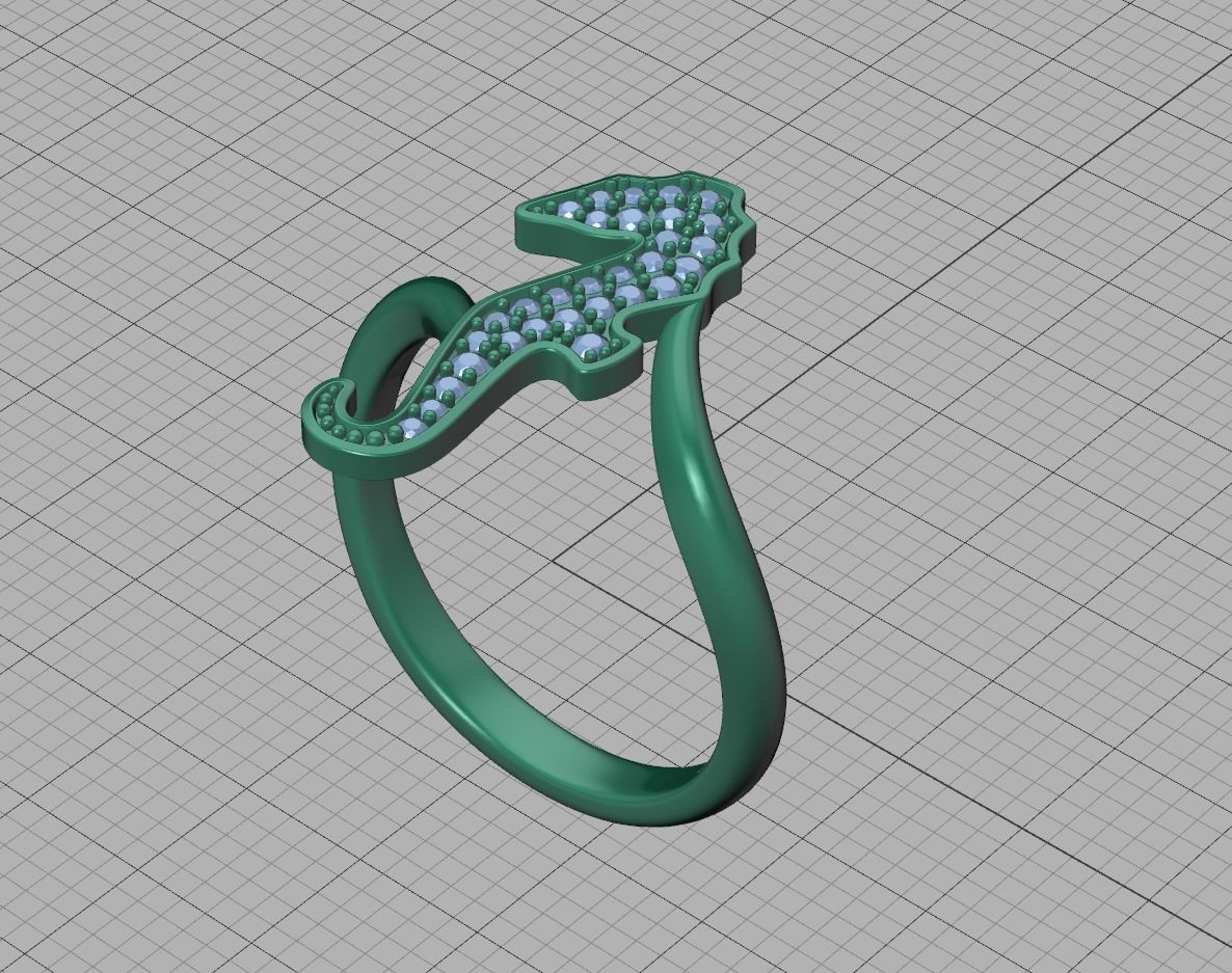 Diamond Seahorse  Bypass Ring 3dprint model 3D print model_13