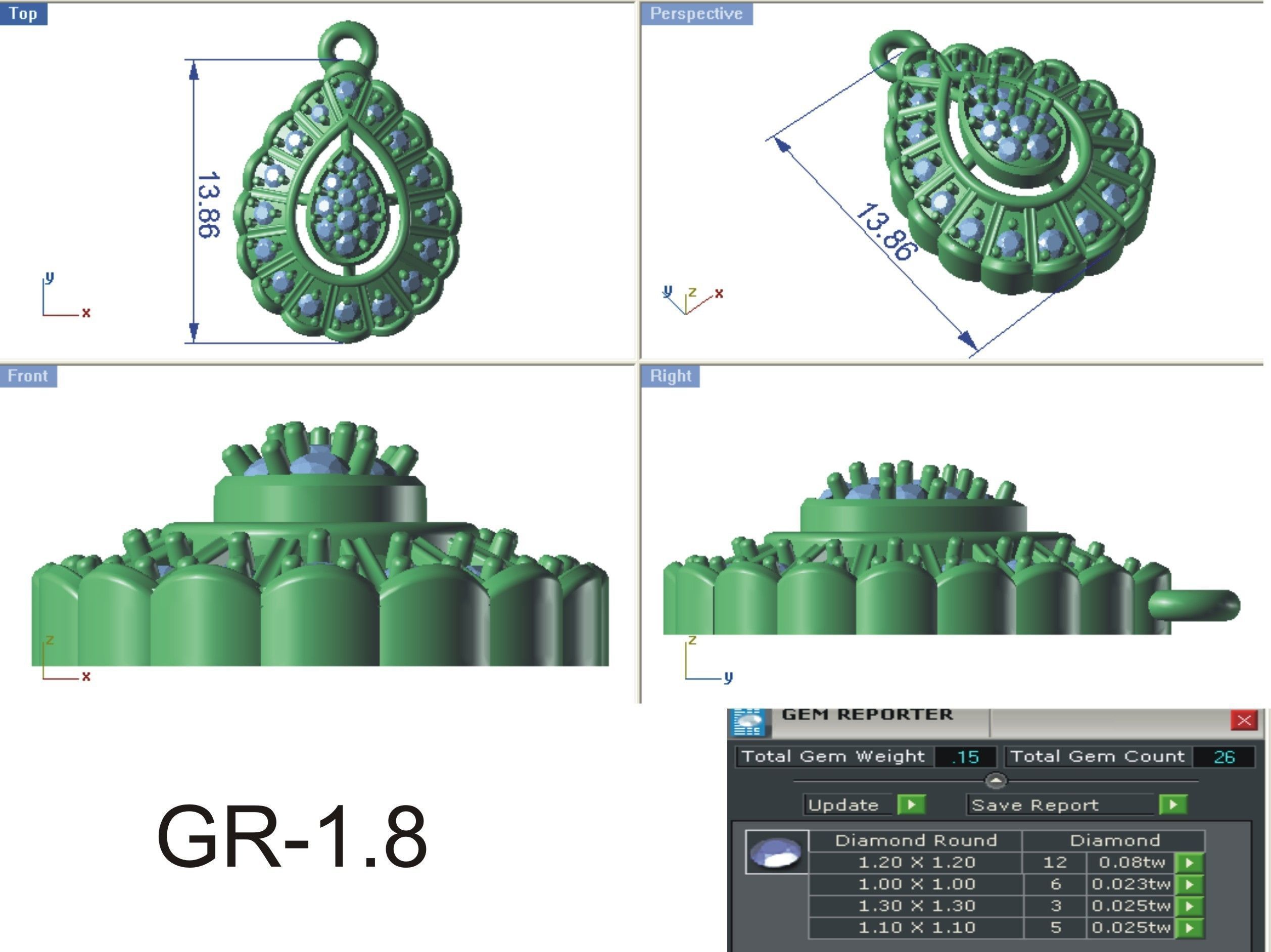 Solitaire Women Pendant 3dm STL OBJ FBX Render Details 3D print model_3