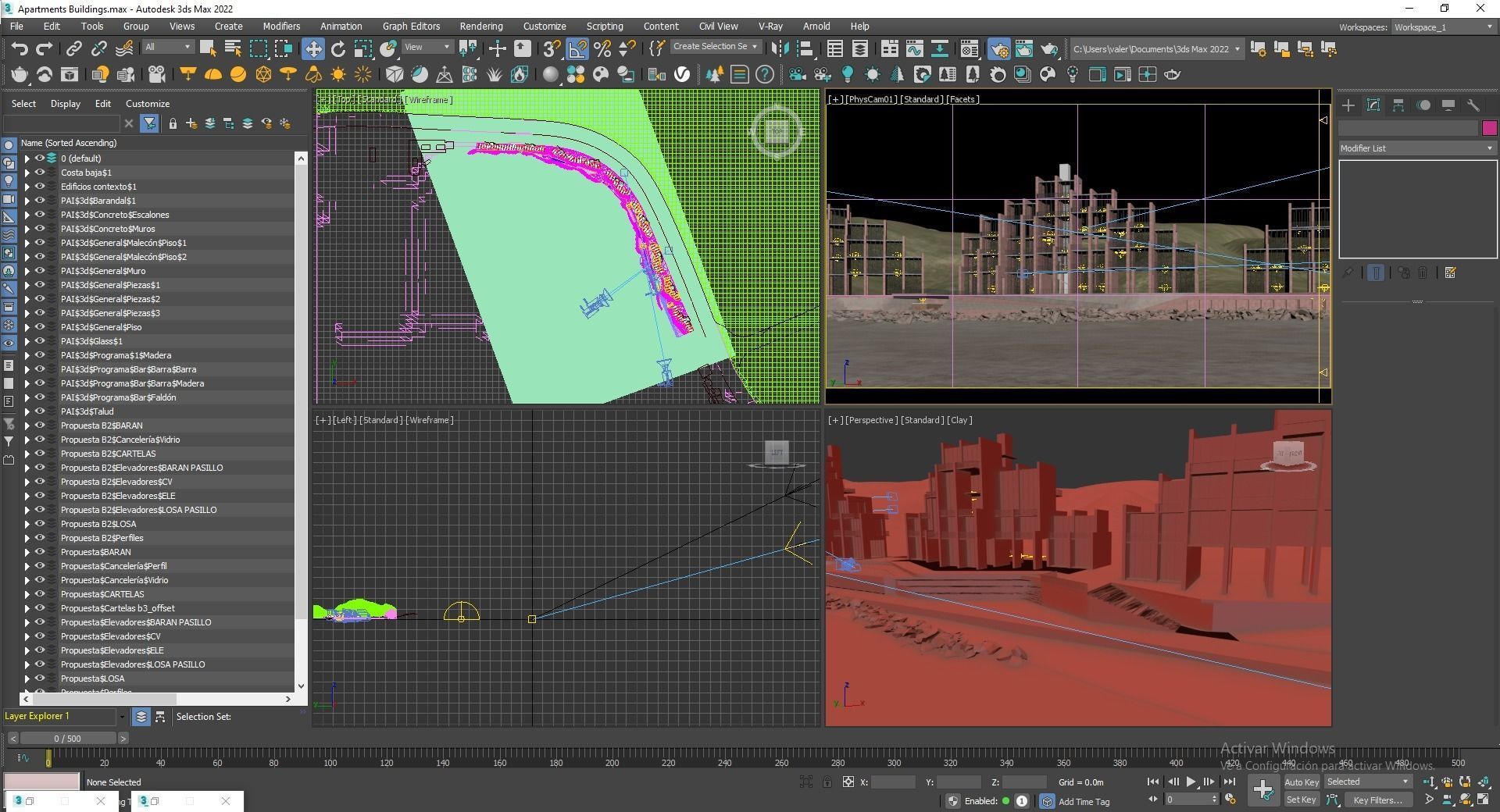 Apartments Buildings in front the beach 3D model_18