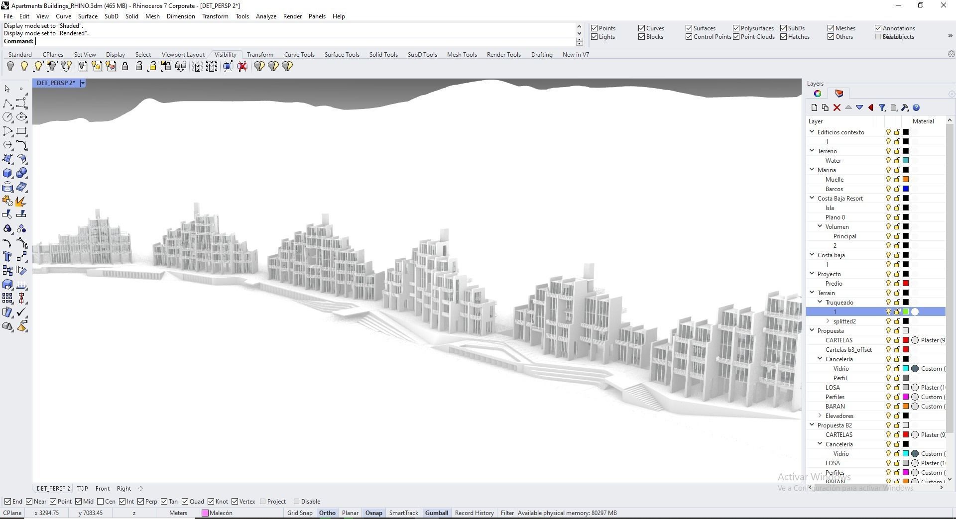 Apartments Buildings in front the beach 3D model_20