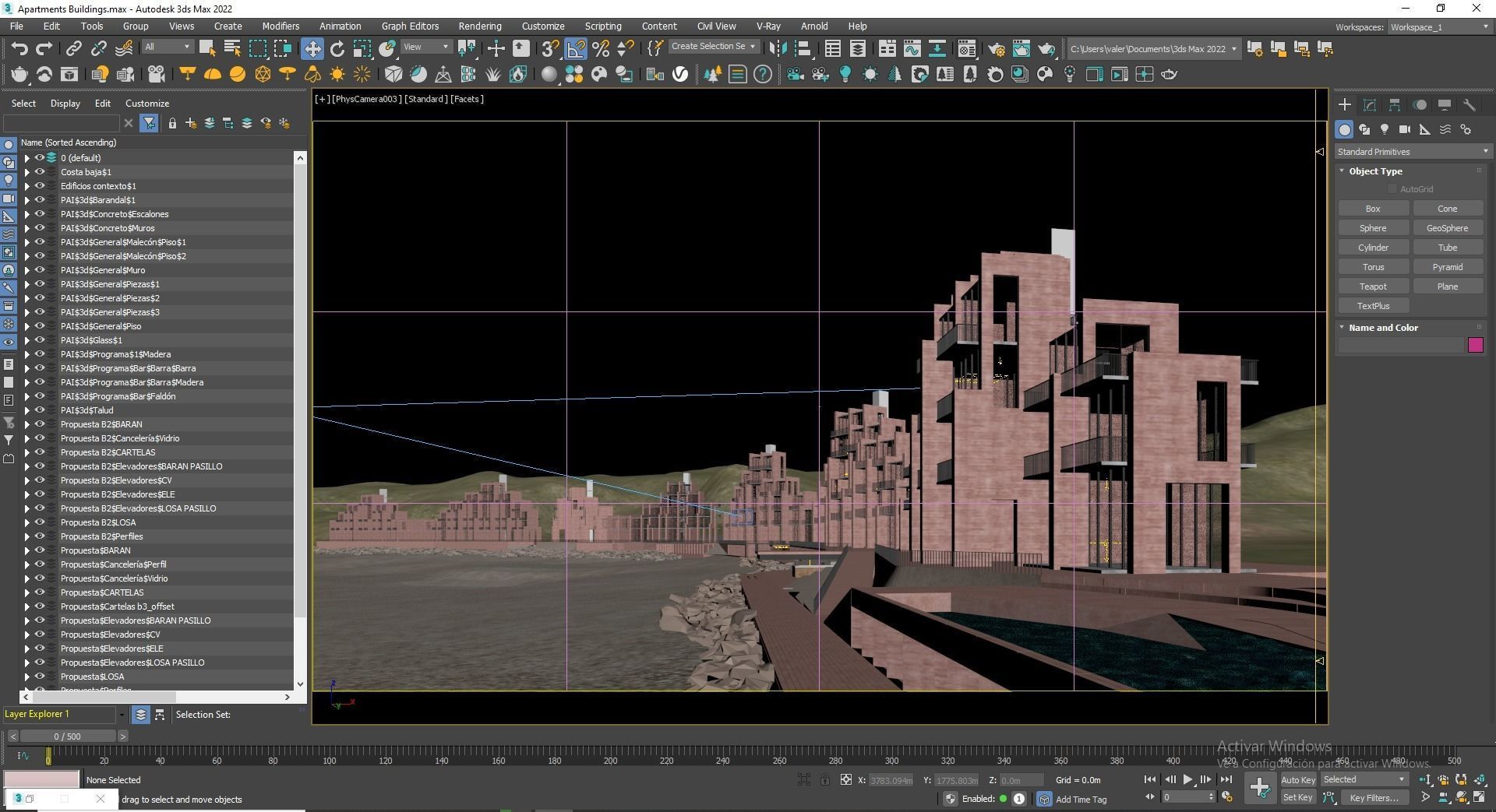 Apartments Buildings in front the beach 3D model_16