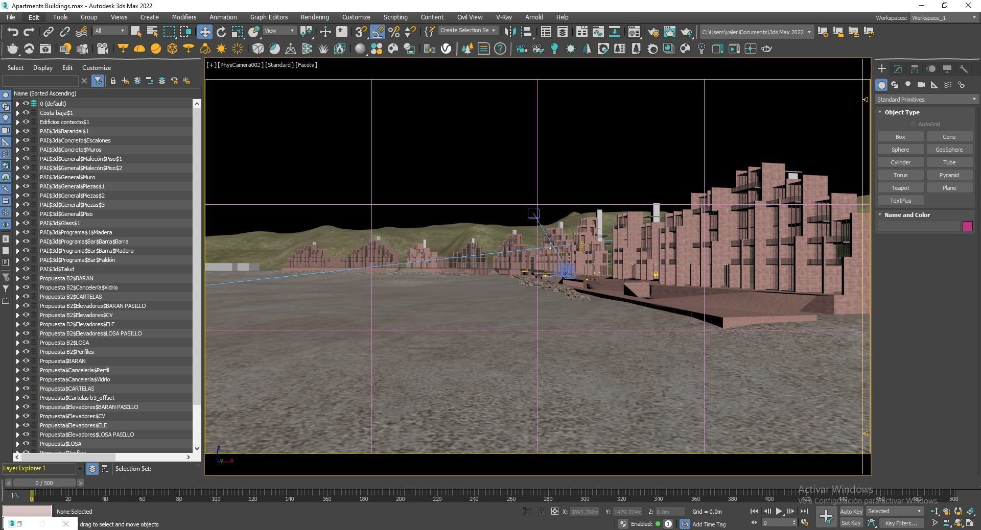 Apartments Buildings in front the beach 3D model_13