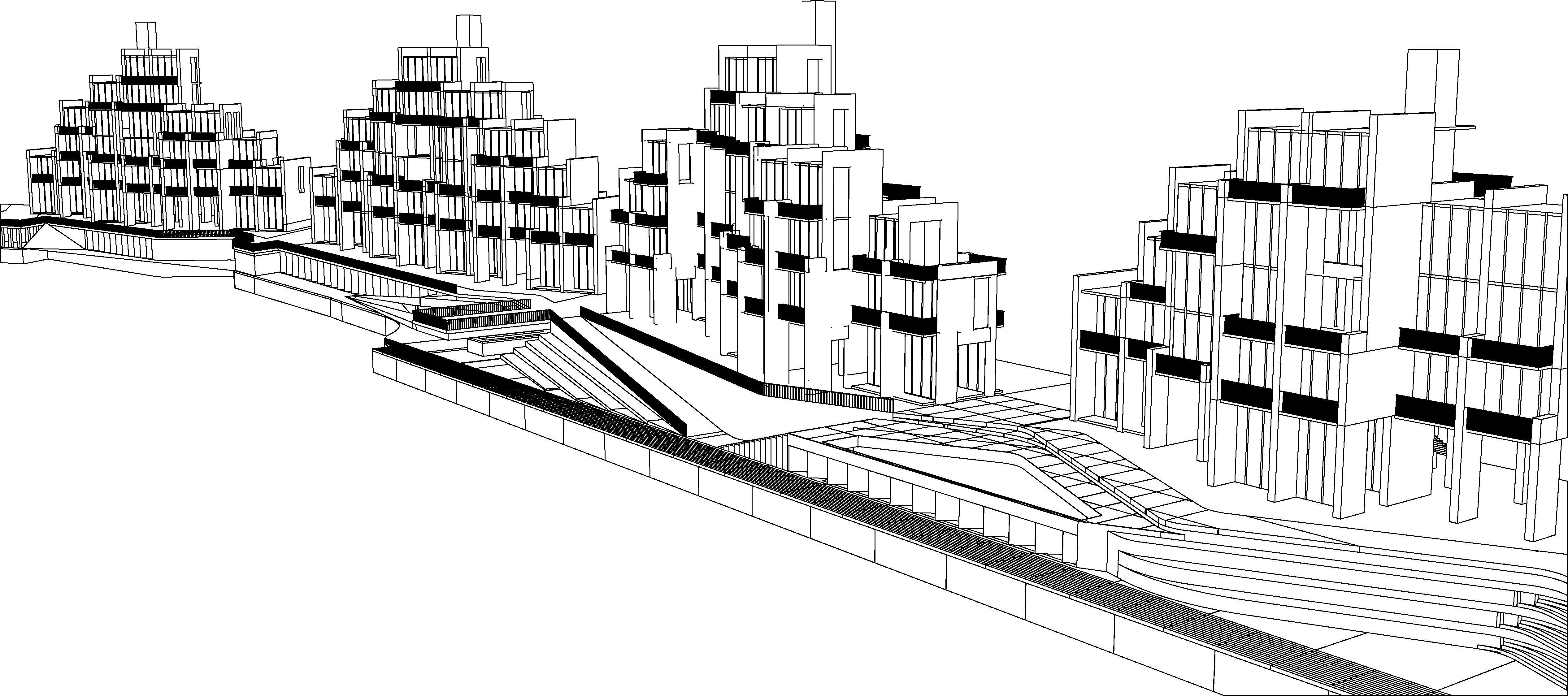Apartments Buildings in front the beach 3D model_7