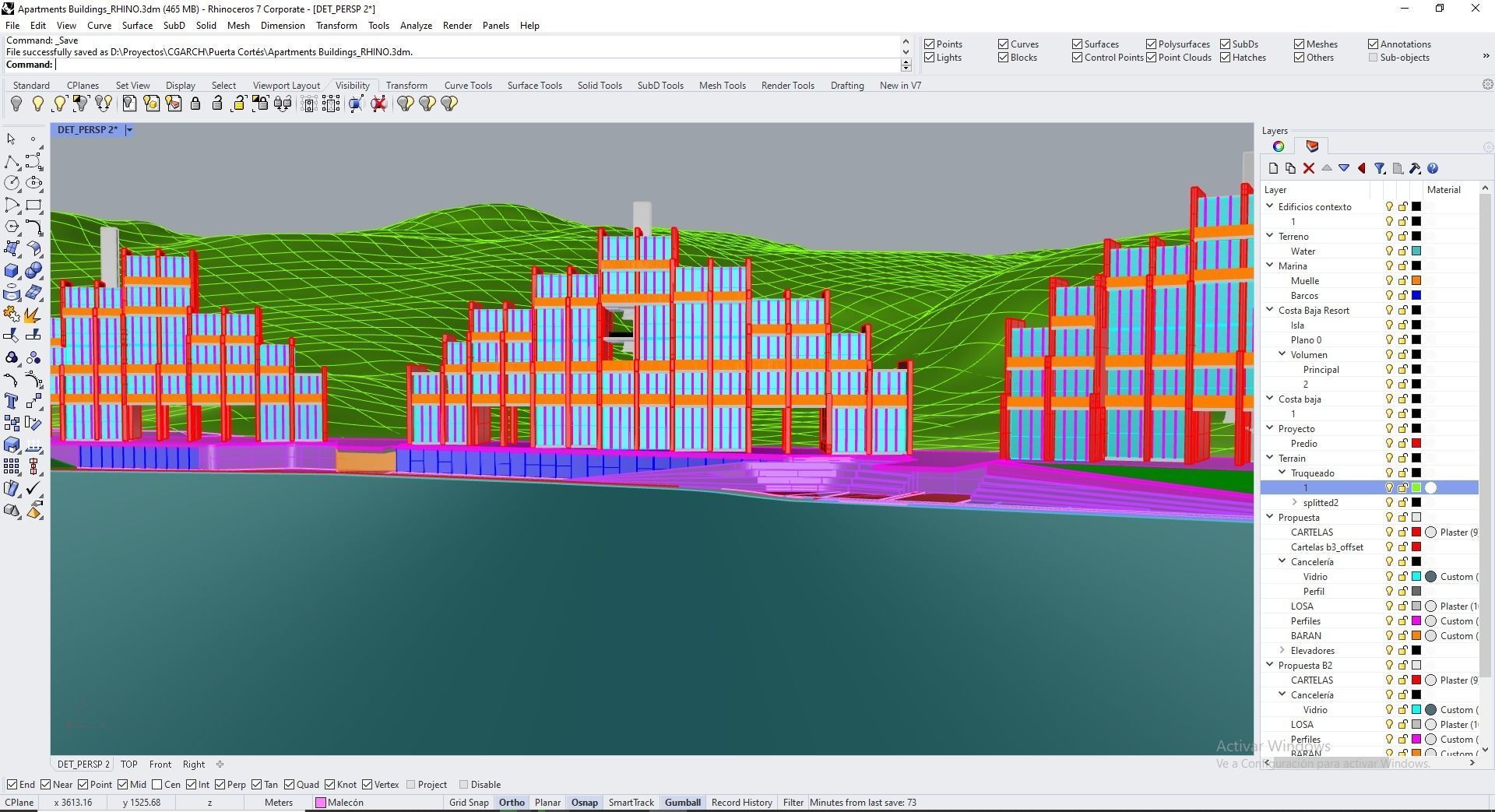 Apartments Buildings in front the beach 3D model_21