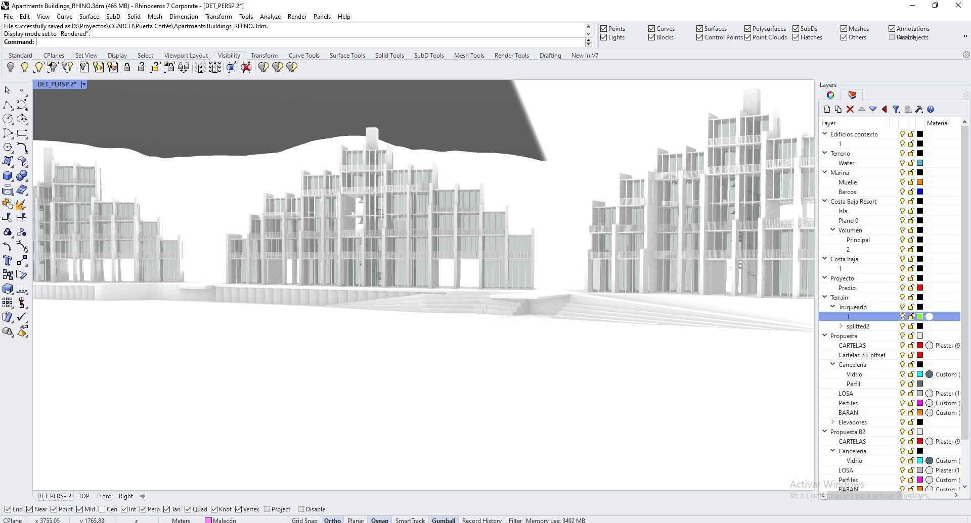Apartments Buildings in front the beach 3D model_17