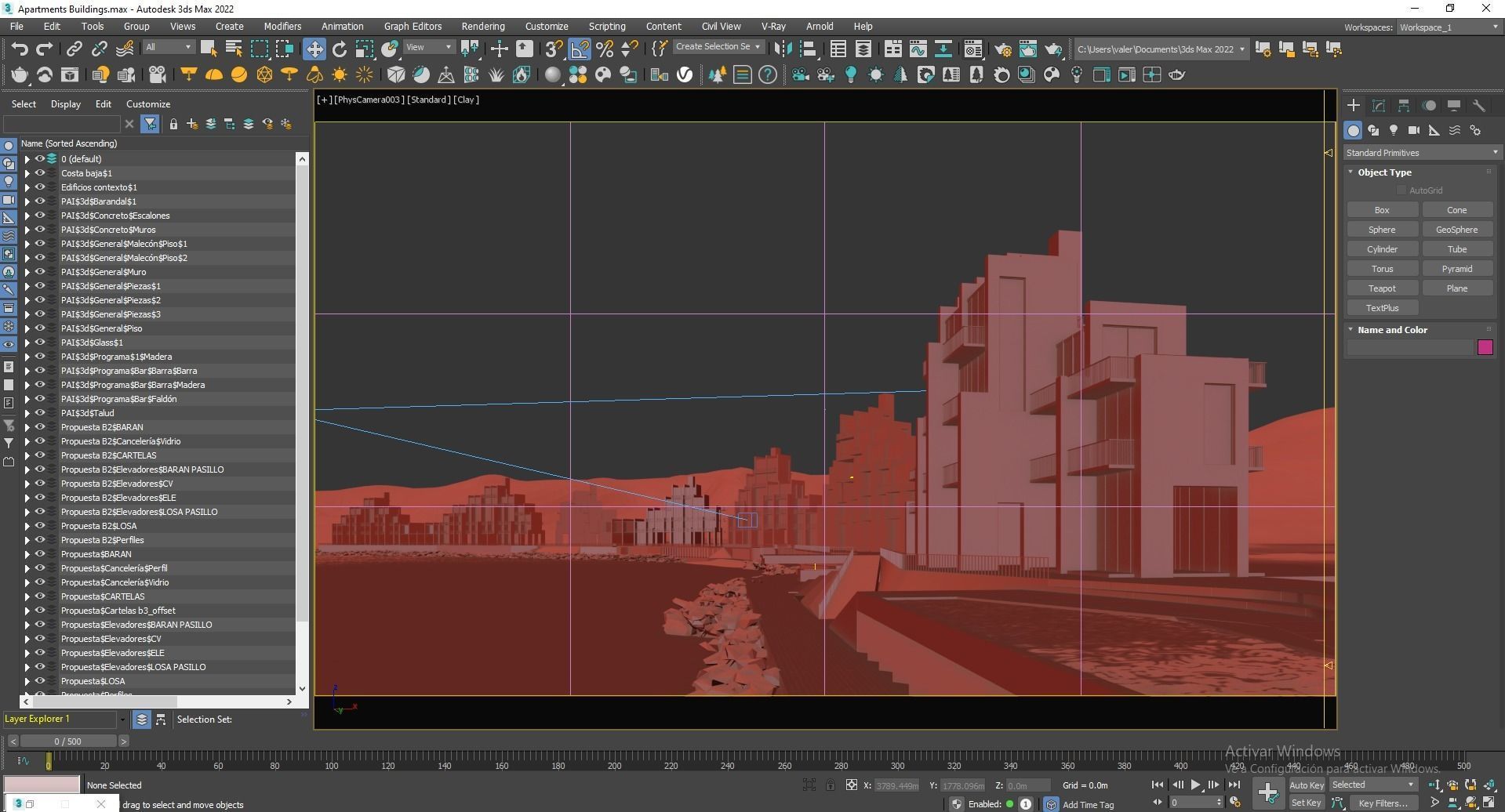 Apartments Buildings in front the beach 3D model_19