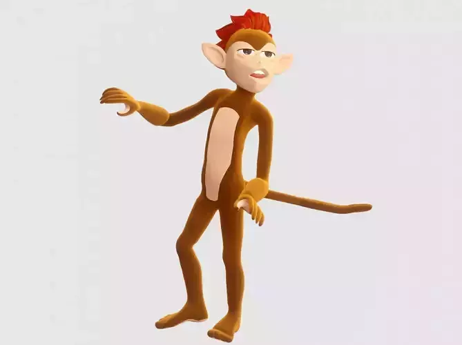 Monkey cartoon with hair Free 3D model