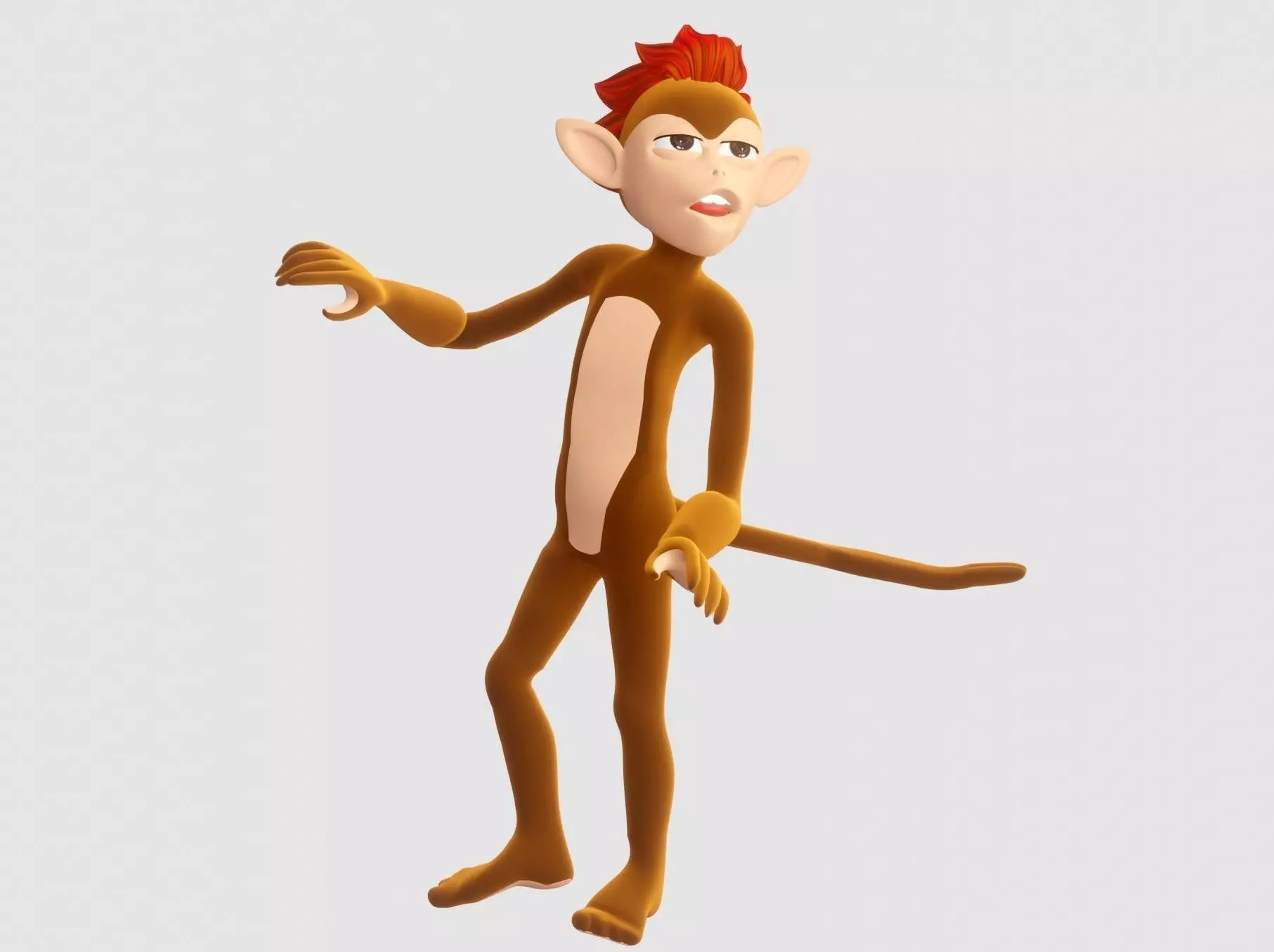 Monkey cartoon with hair Free 3D model