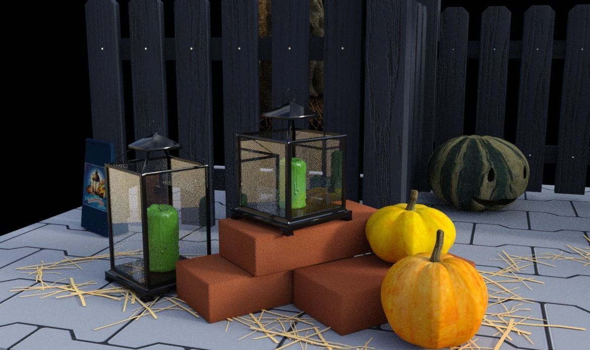 Scene Halloween  Low-poly 3D model_4