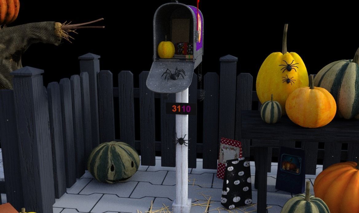 Scene Halloween  Low-poly 3D model_2