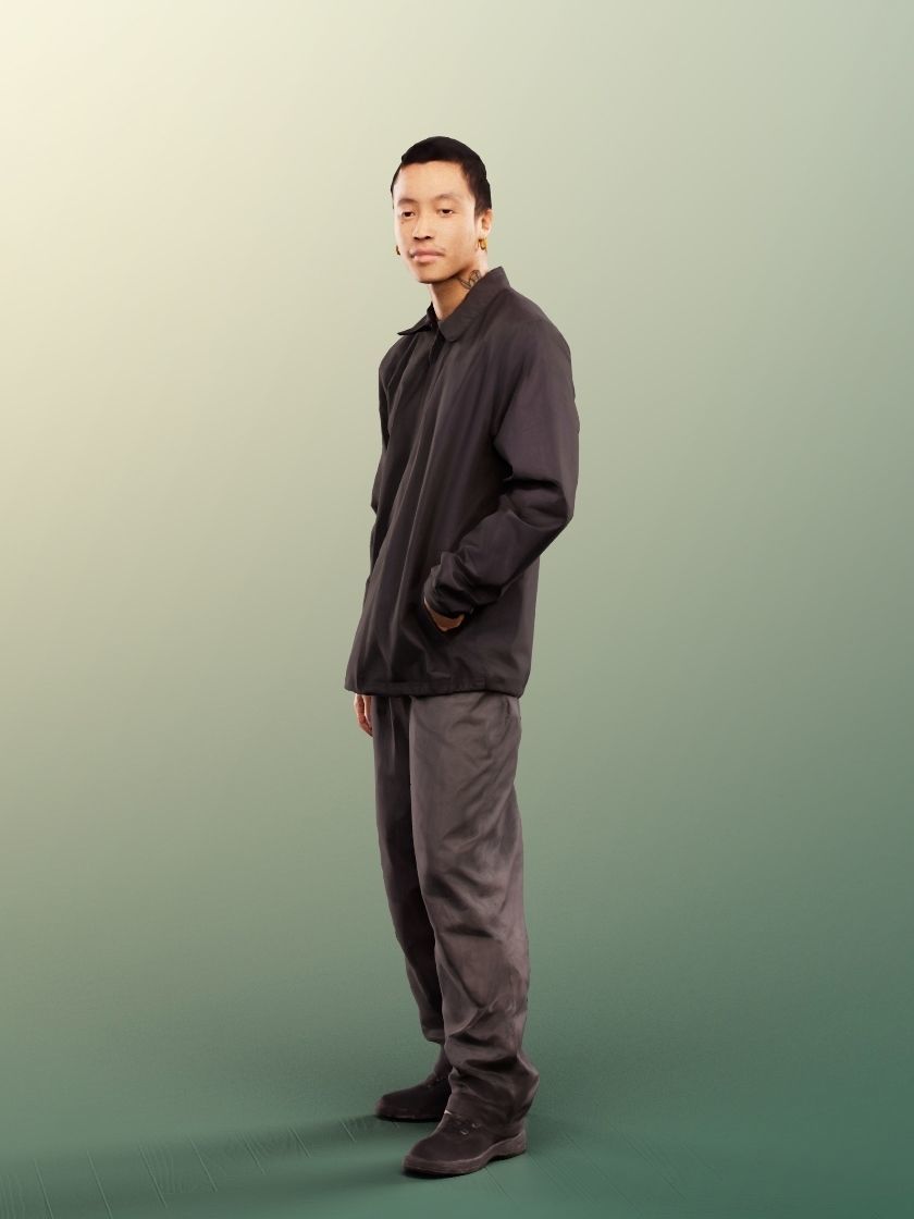 Henrik 12564 - Standing Casual Asian Man Low-poly 3D model_2