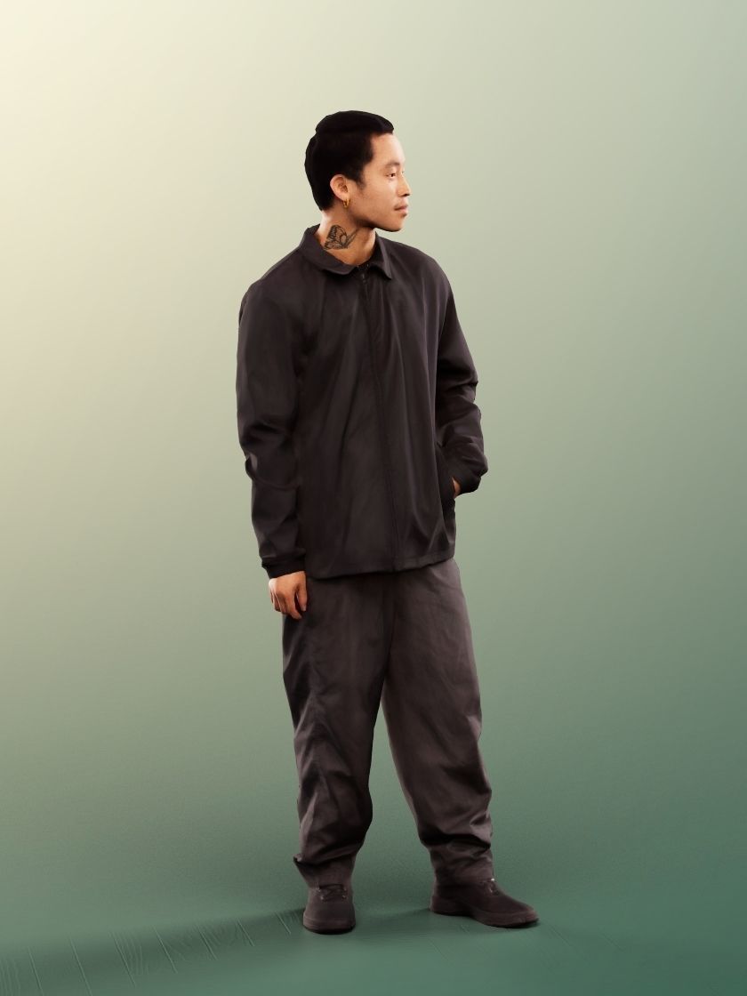 Henrik 12564 - Standing Casual Asian Man Low-poly 3D model_3