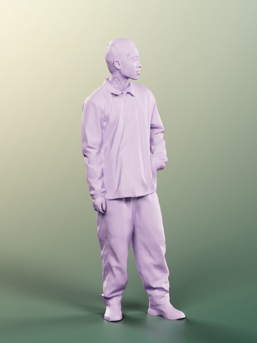 Henrik 12564 - Standing Casual Asian Man Low-poly 3D model_5