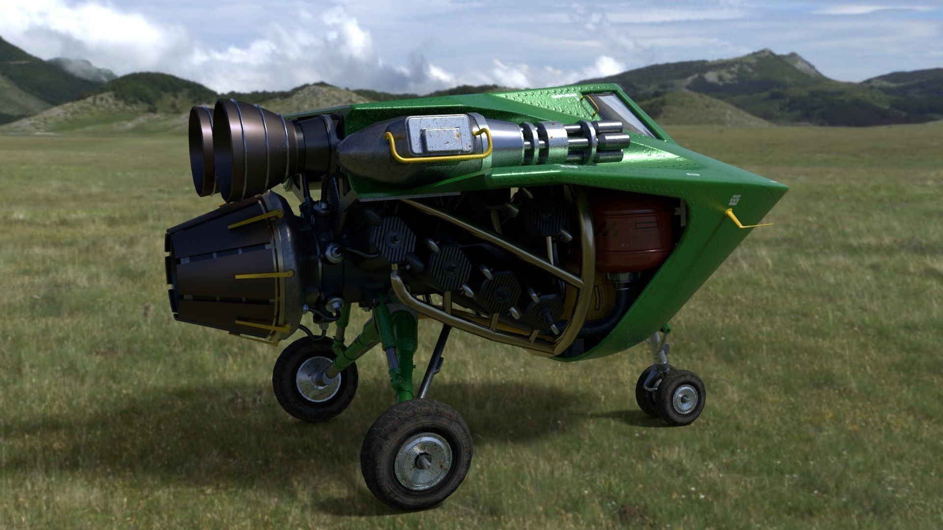 Cartoon Spacefighter 3D model_5