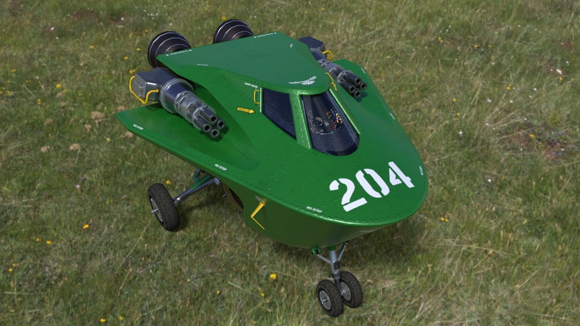 Cartoon Spacefighter 3D model_2