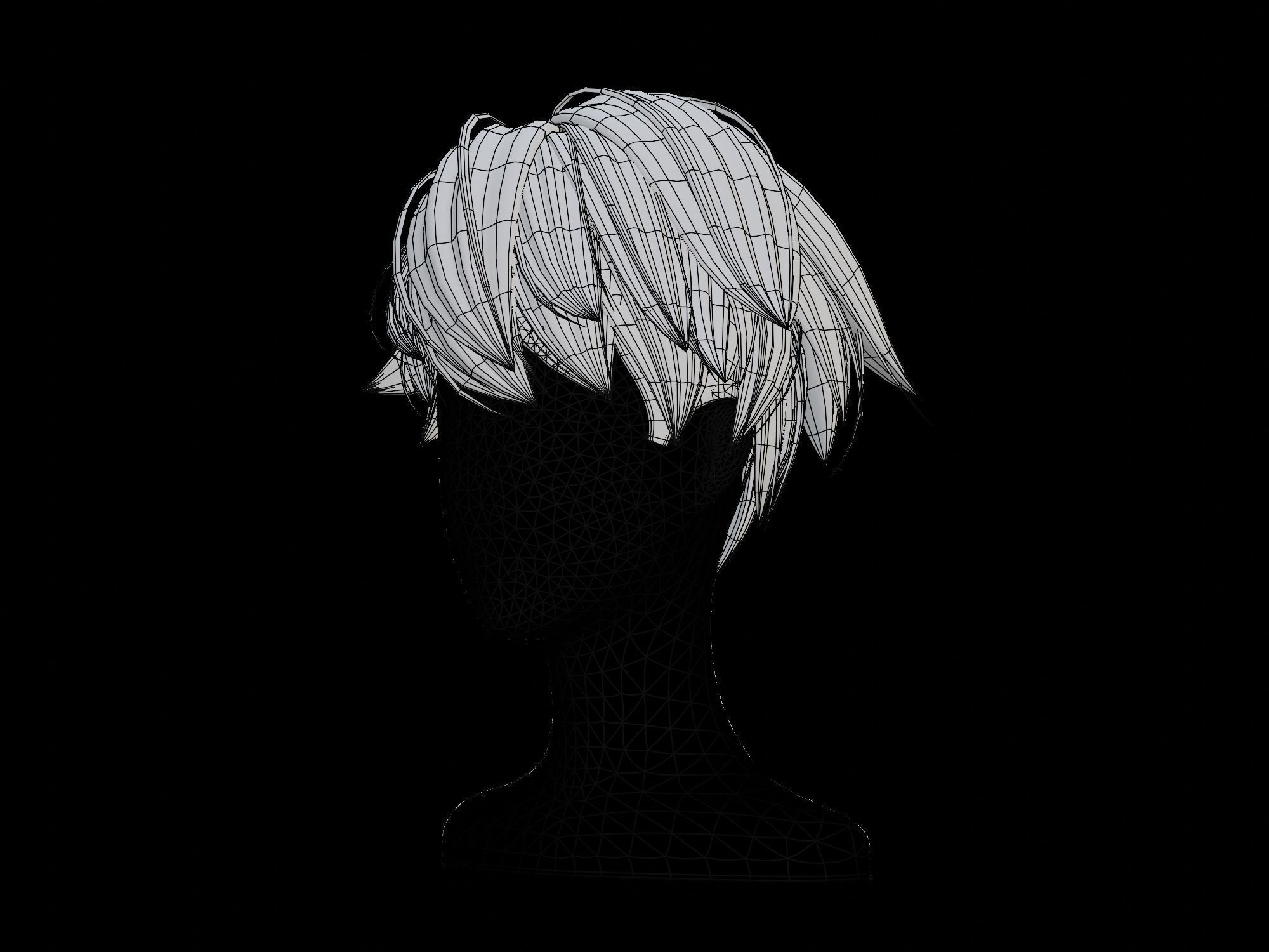 3D anime hair style No 008 Low-poly 3D model_4