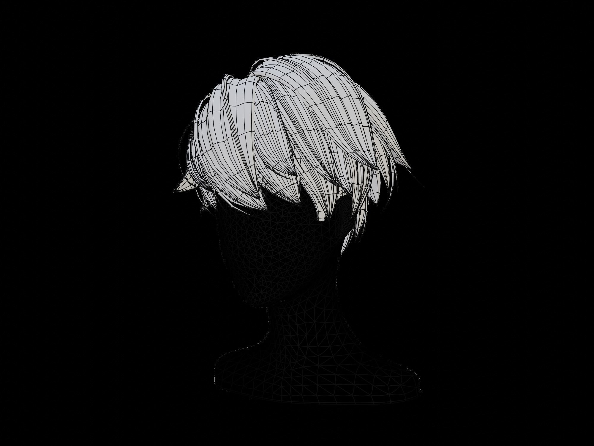 3D anime hair style No 008 Low-poly 3D model_18