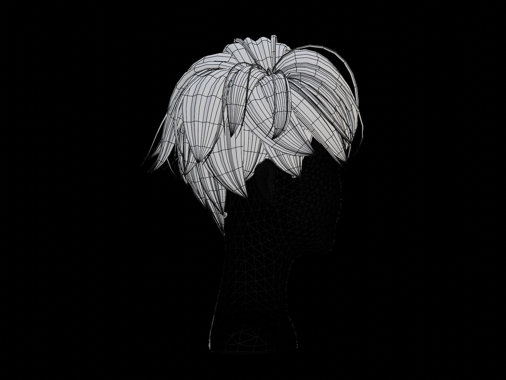 3D anime hair style No 008 Low-poly 3D model_14