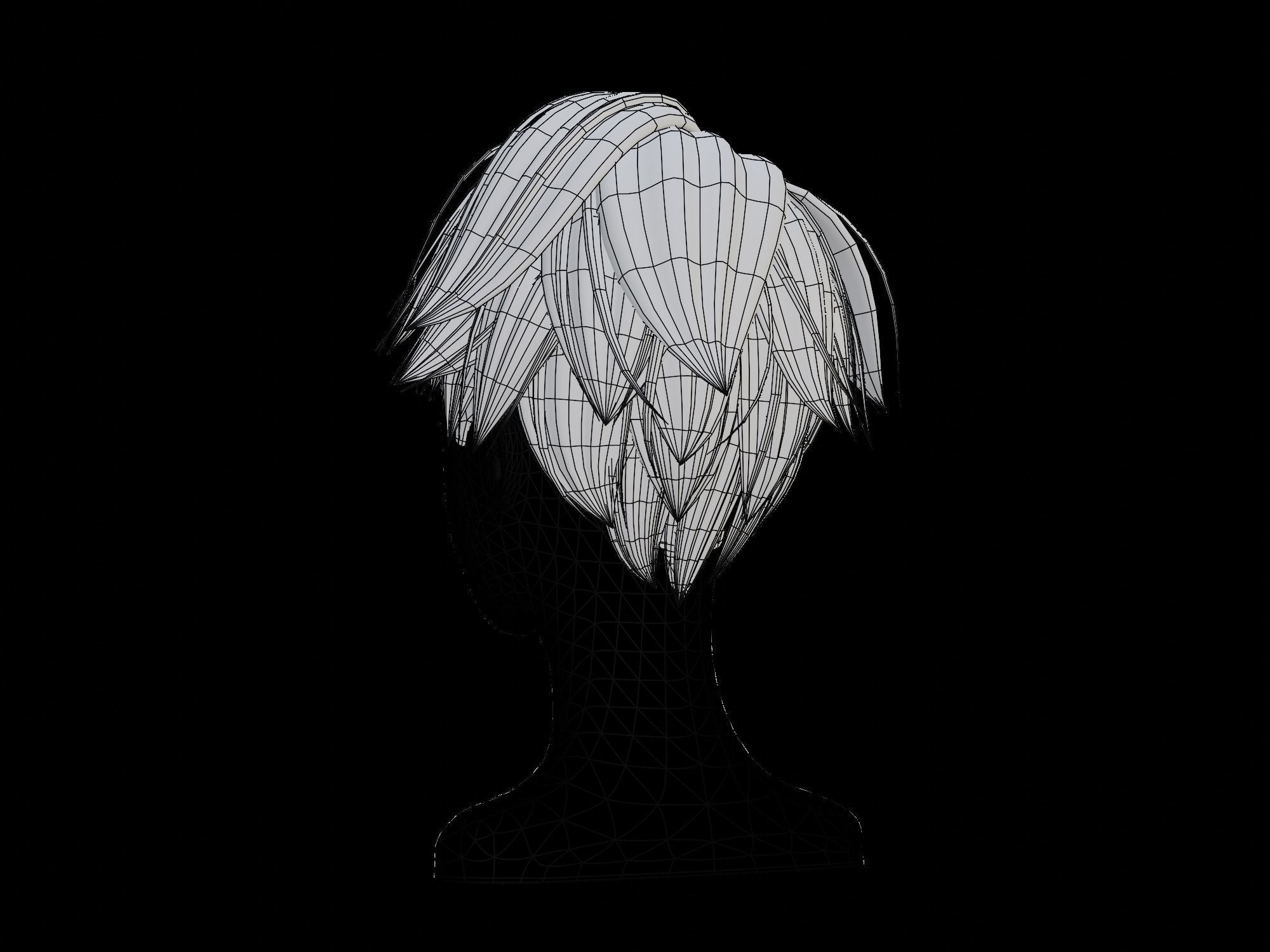 3D anime hair style No 008 Low-poly 3D model_8