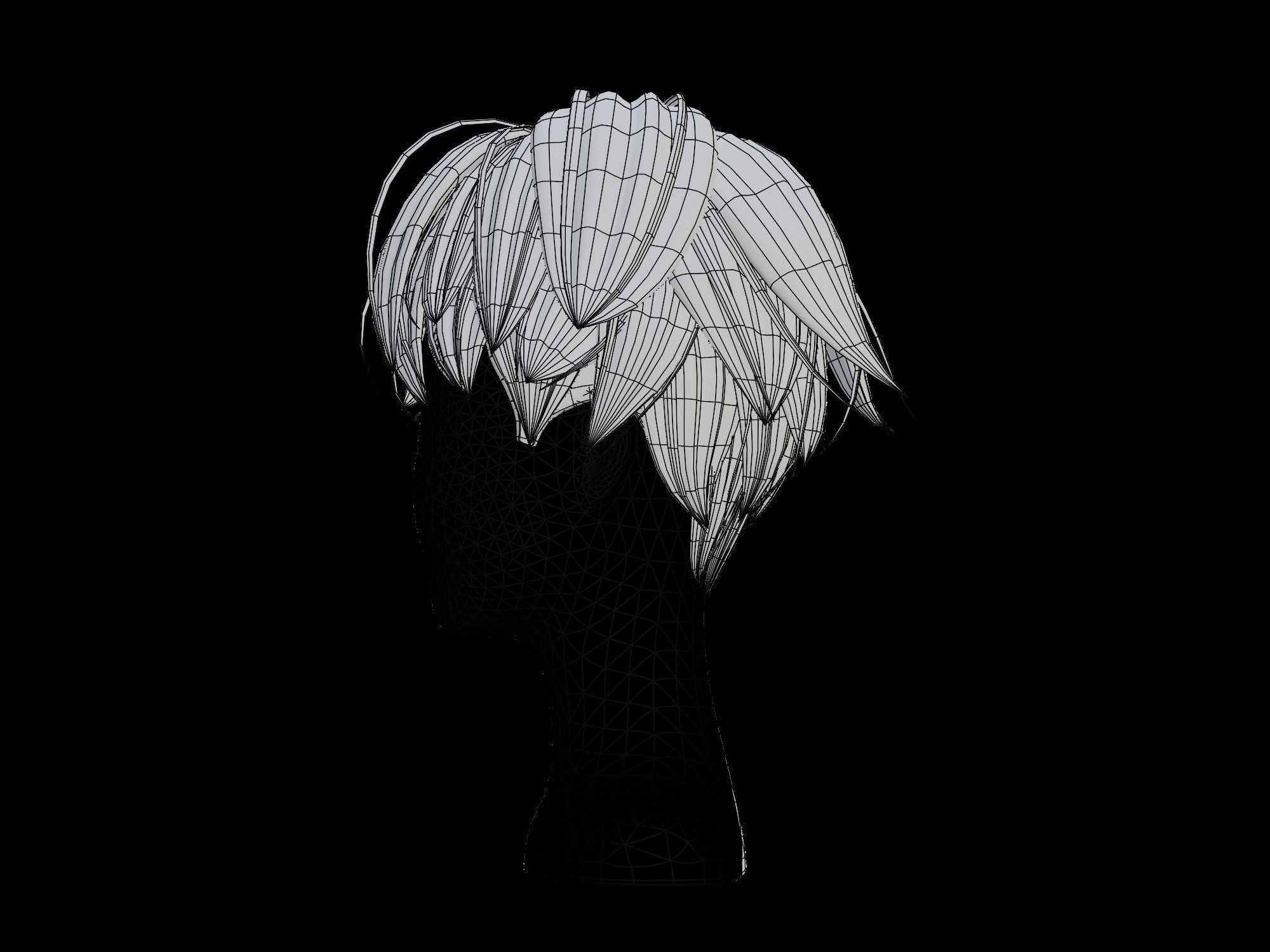 3D anime hair style No 008 Low-poly 3D model_6