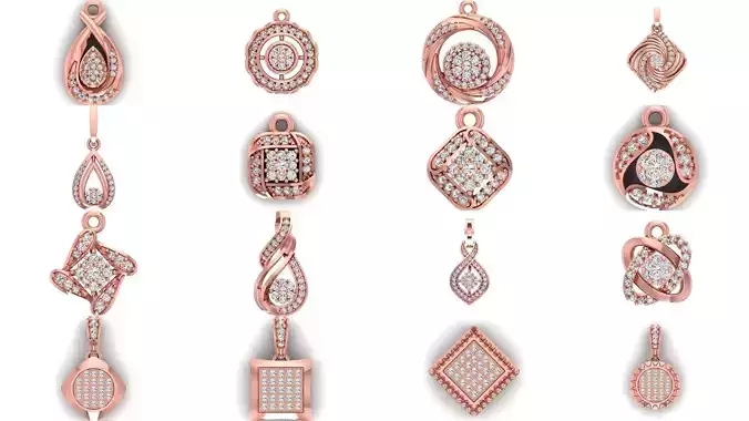 130 Solitaire Women Pendant 3dm STL OBJ FBX Details Collection 