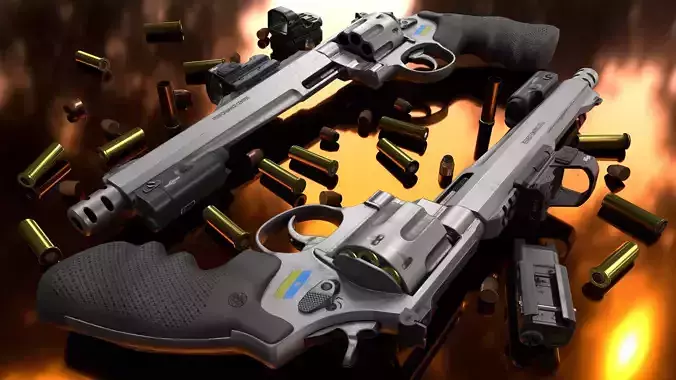  Magnum Revolver Low-poly 3D model