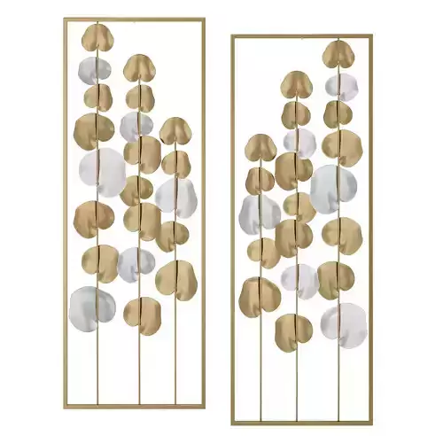 Ercer41 2 piece metal framed leaf wall decor