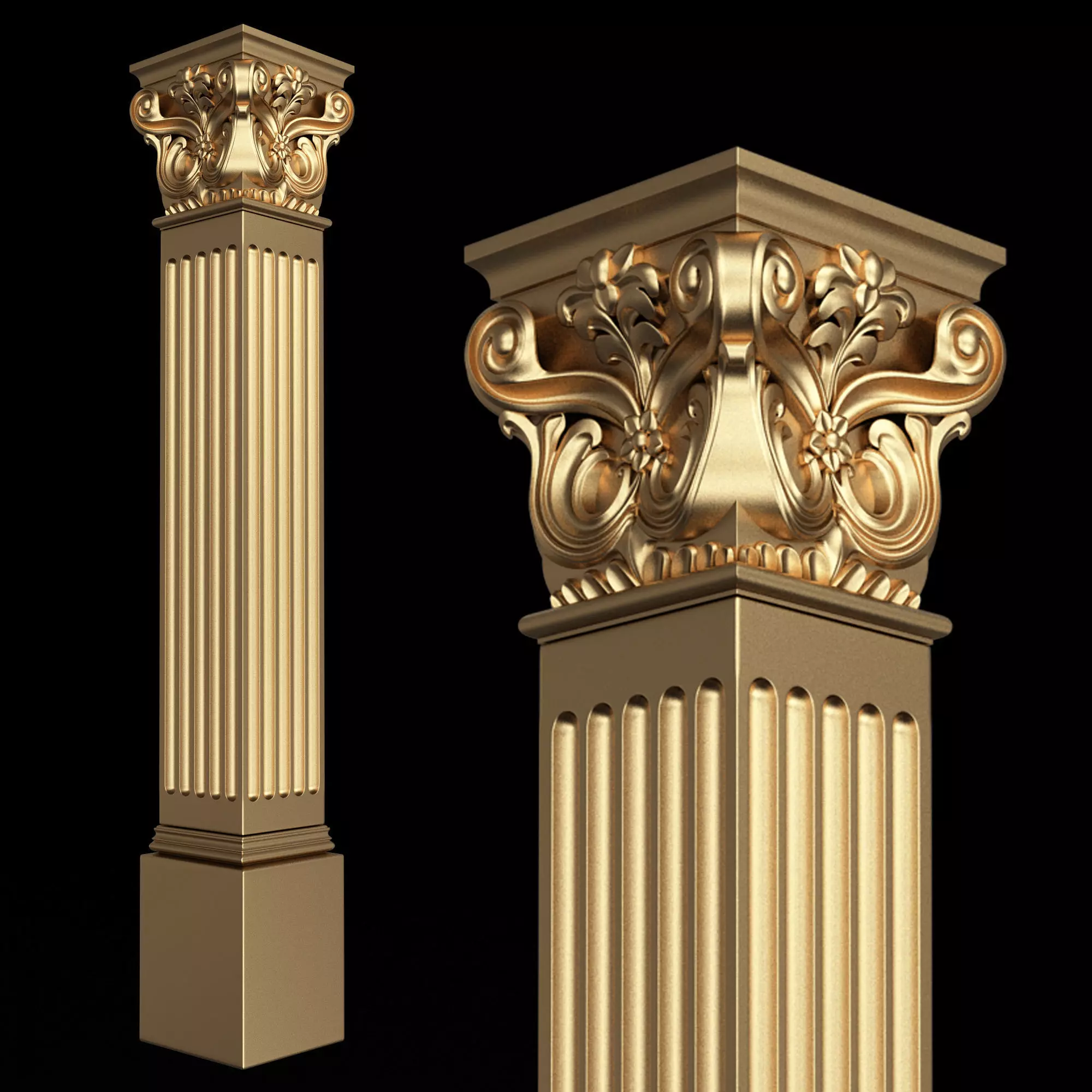 Column Capital 0702 Low-poly 3D model_0