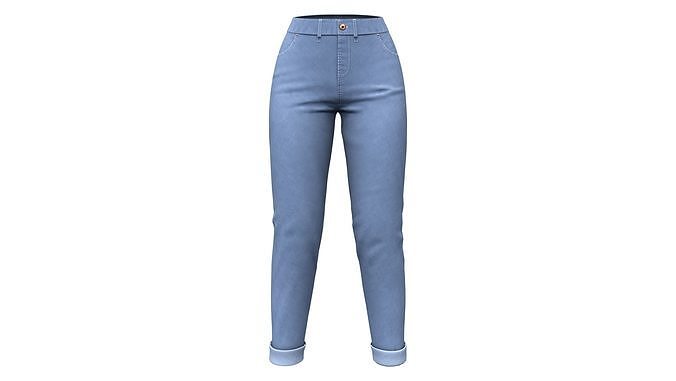 Ladies Boyfriend Jeans Pants Low-poly 3D model