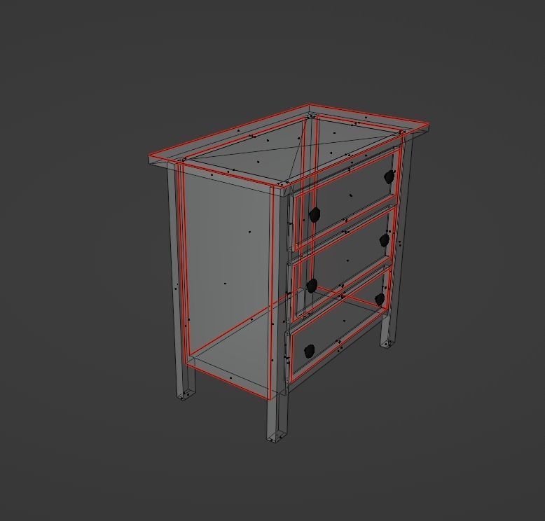 Chest of Drawers Low-poly 3D model_12