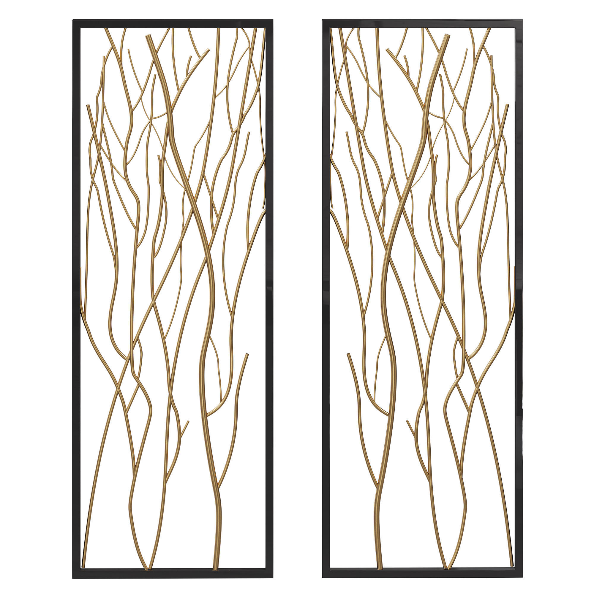 oliver 2 piece metal branch wall decor 3D model CGTrader
