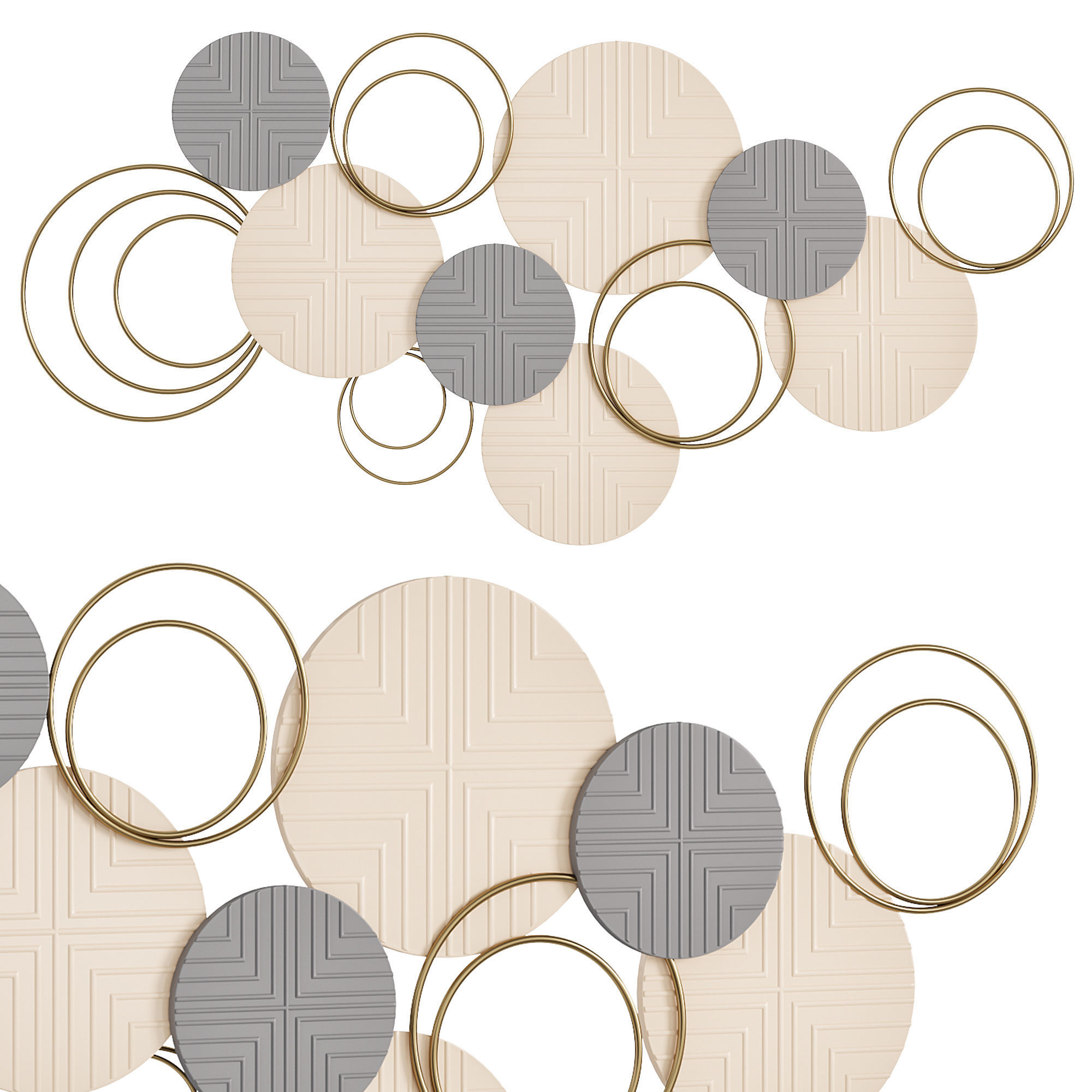 Mercury row Layered Herringbone Plates Wall Decor 3D model_1