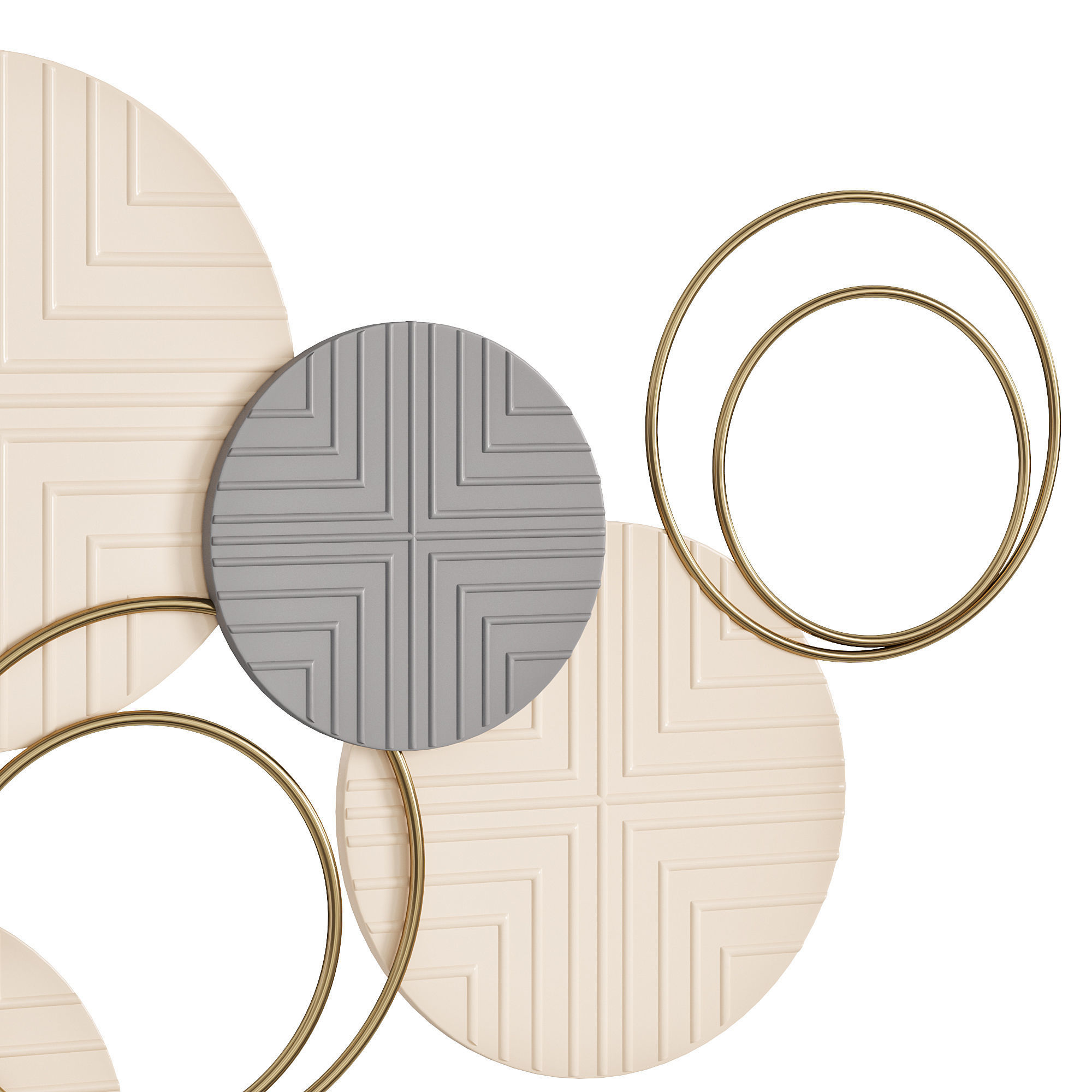 Mercury row Layered Herringbone Plates Wall Decor 3D model_2