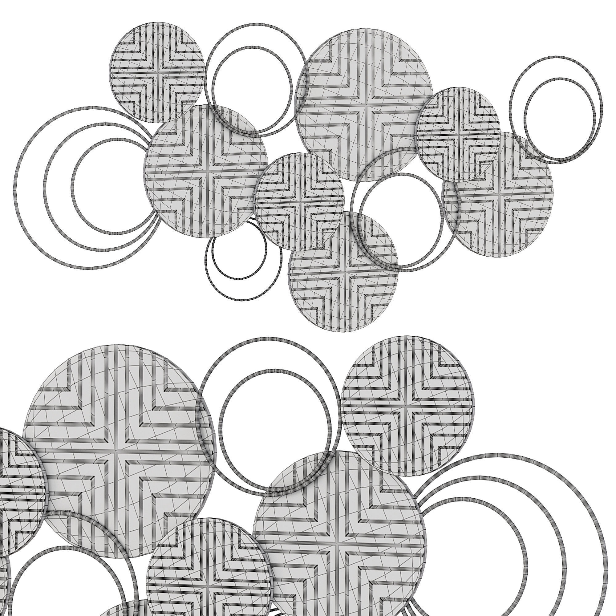 Mercury row Layered Herringbone Plates Wall Decor 3D model_3