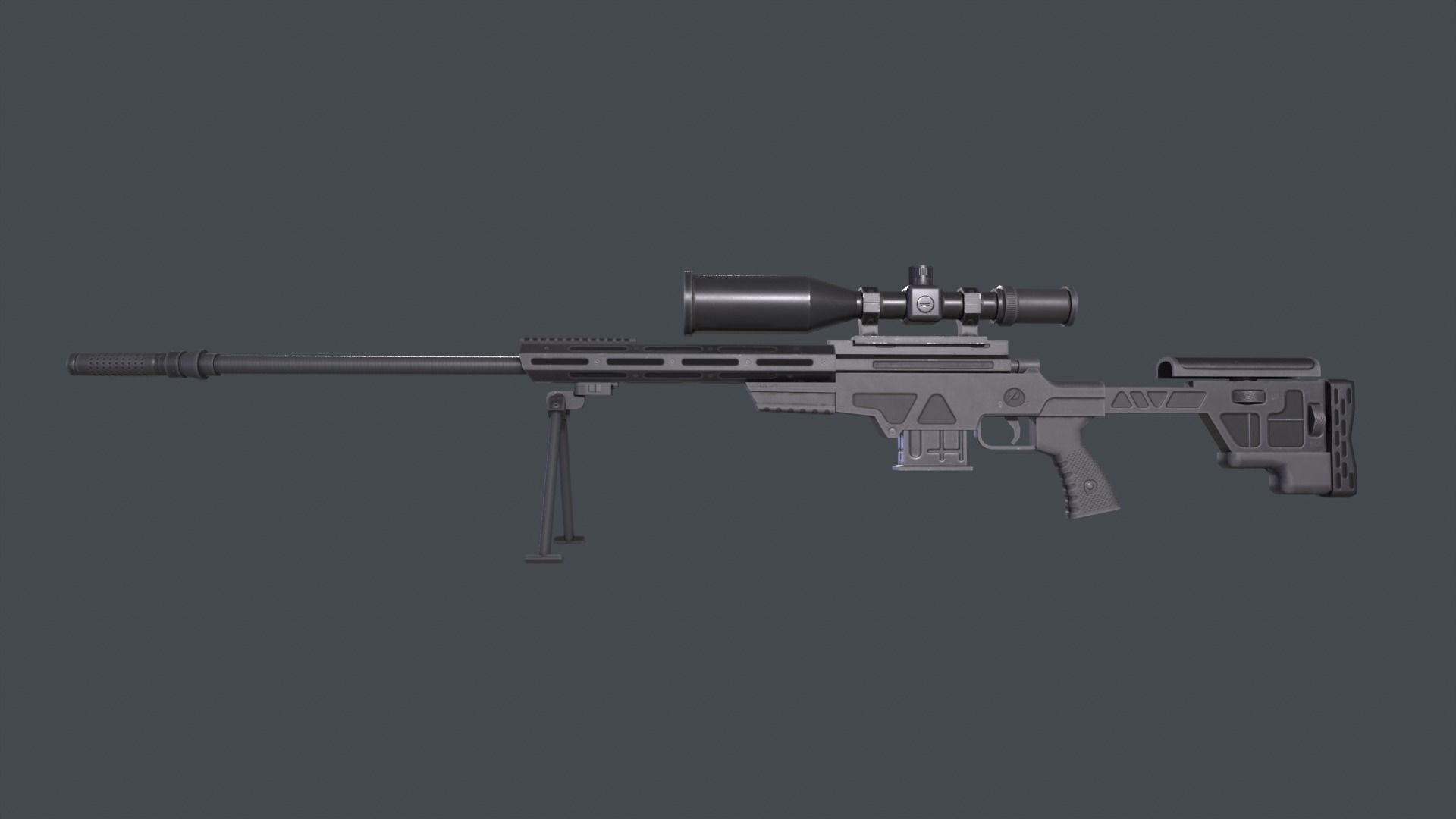 QBU-202 sniper rifle with scope Low-poly 3D model_1