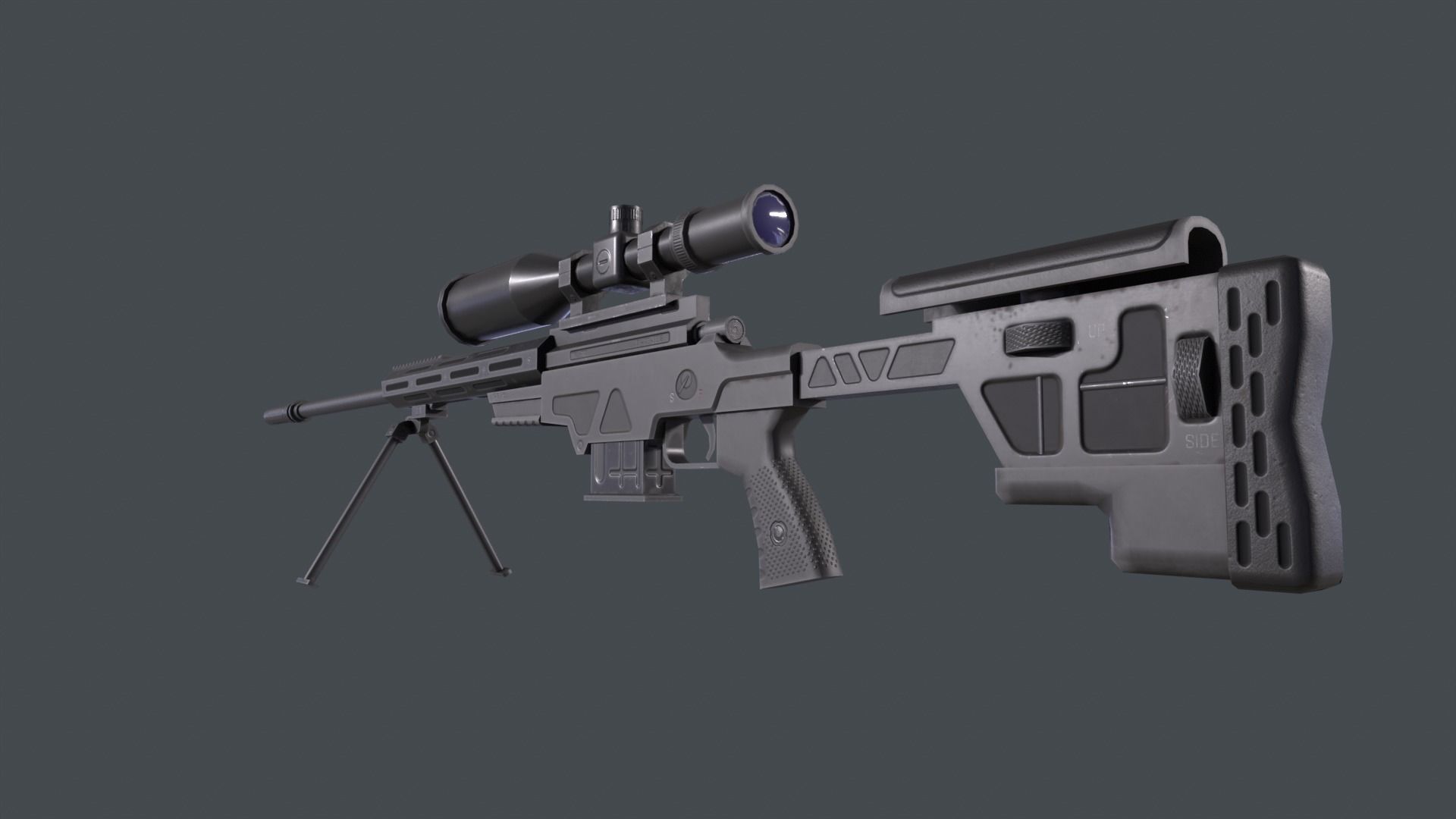 QBU-202 sniper rifle with scope Low-poly 3D model_2