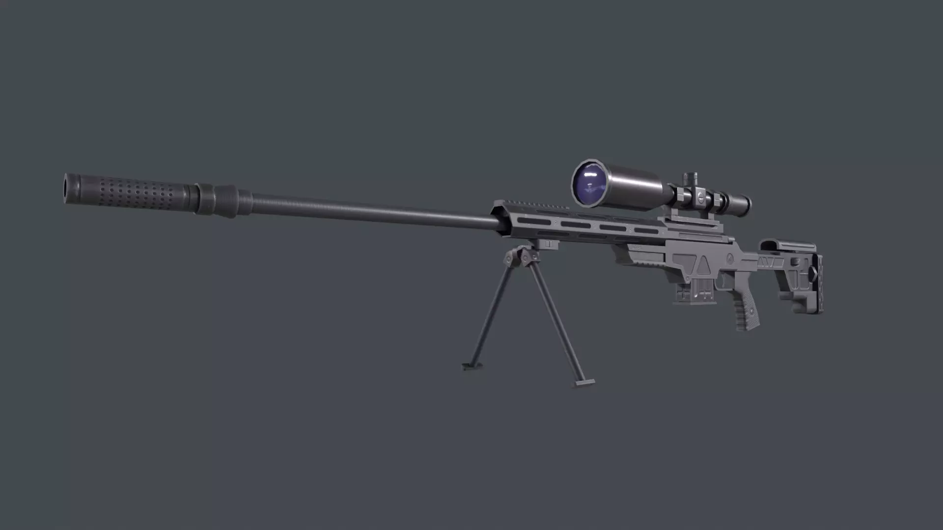 QBU-202 sniper rifle with scope Low-poly 3D model_0