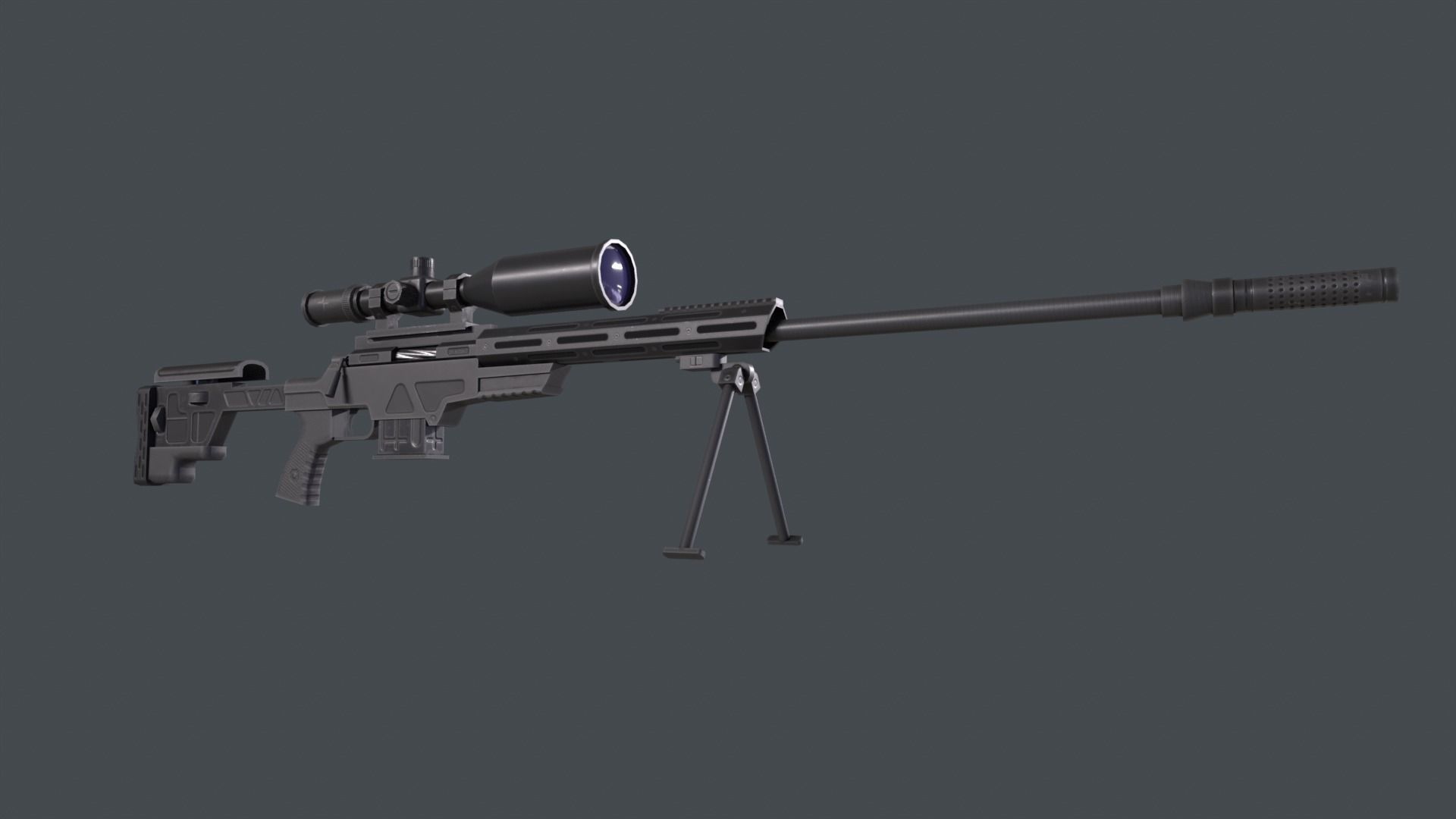 QBU-202 sniper rifle with scope Low-poly 3D model_4