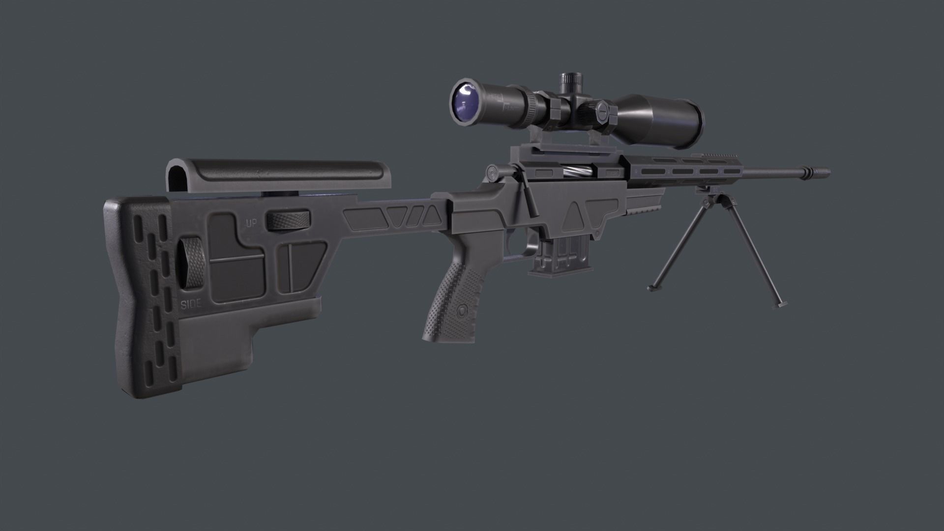 QBU-202 sniper rifle with scope Low-poly 3D model_3