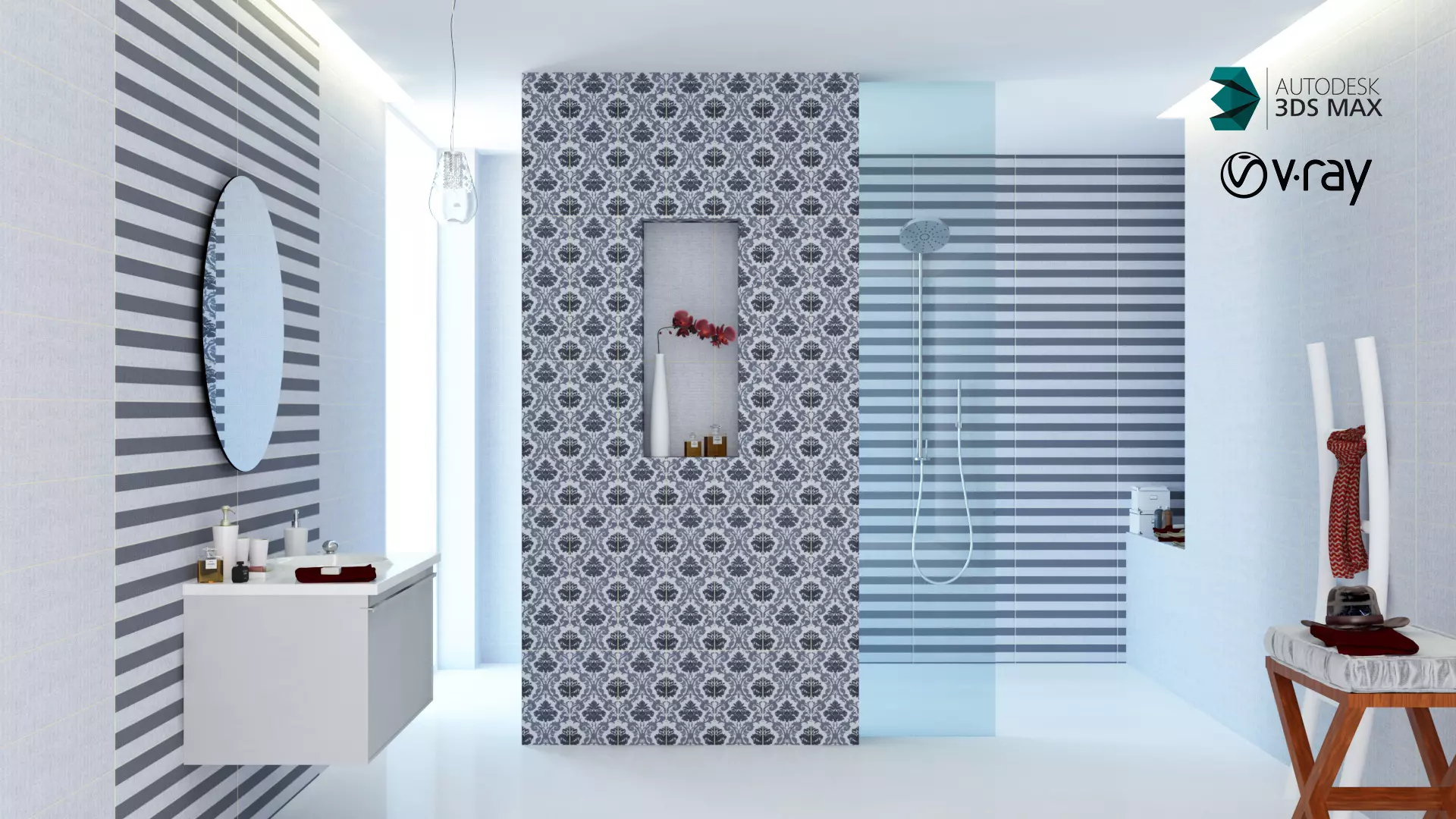Bathroom Interior Scene for 3DSMax and V-ray Render 3D model 3D model_0