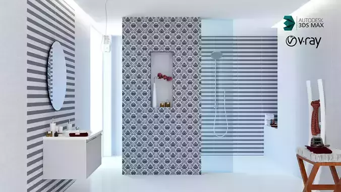 Bathroom Interior Scene for 3DSMax and V-ray Render 3D model