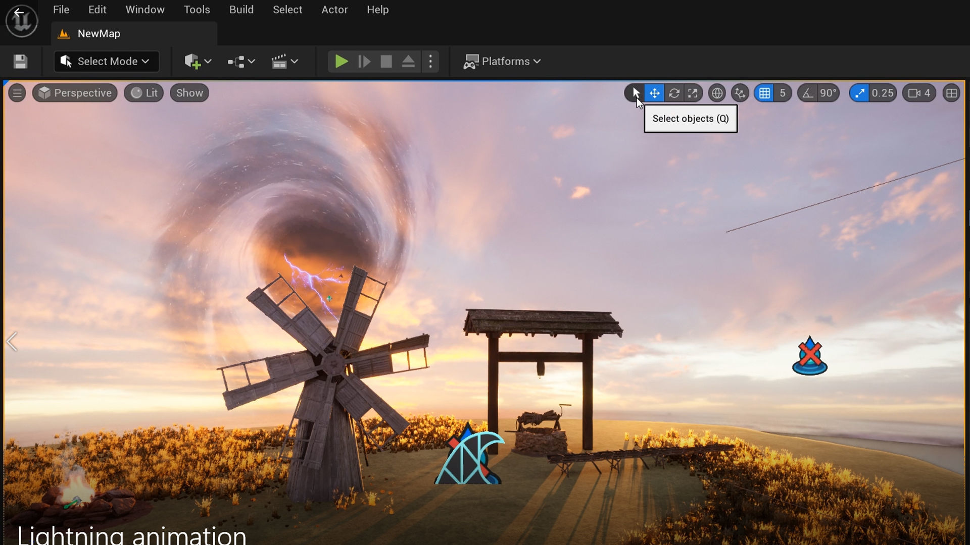 Blackhole and VFX scene and windmill animation Low-poly 3D model_2