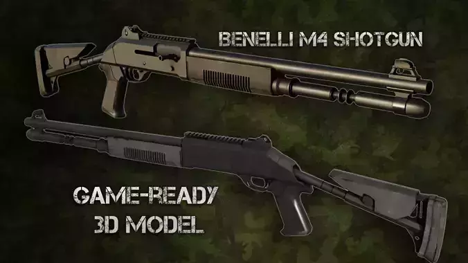 Benelli M4 Shotgun Low-poly 3D model