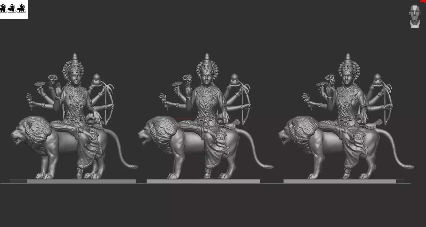 Goddess Lakshmi setting on lion 3D print model