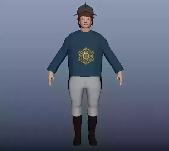 Character man in jockey outfit