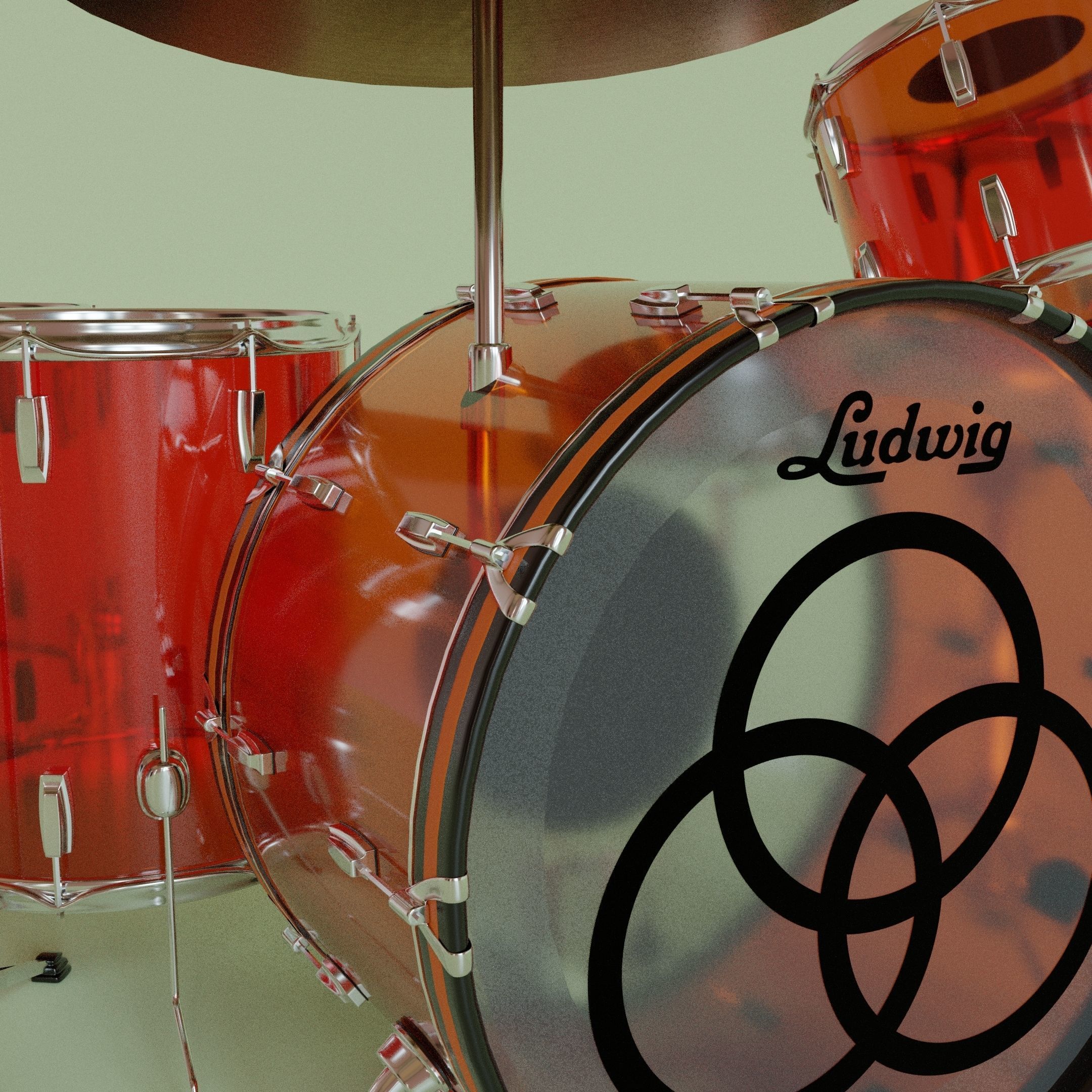 Drum set with logo of olympics 3D model_6